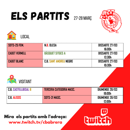 CLUB BÀSQUET ABRERA - Calendari partits cap de setmana 27 i 28 març 2021.png