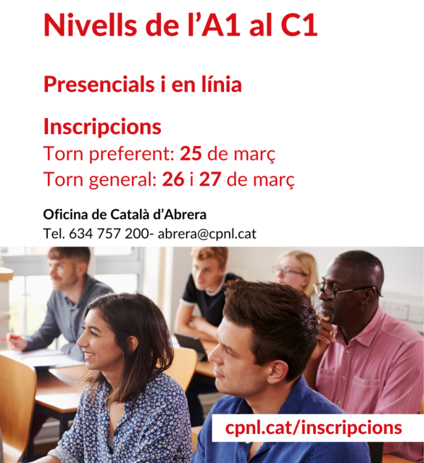 A Abrera apostem per la formació dels nostres veïns i veïnes! S’inicien les inscripcions per als cursos de català del tercer trimestre de l’Oficina de Català d’Abrera