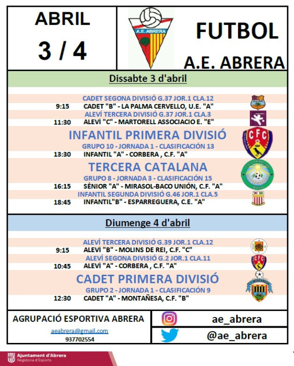 Partits que l'AE Abrera juga a casa dissabte 3 i diumenge 4 d'abril de 2021.jpg