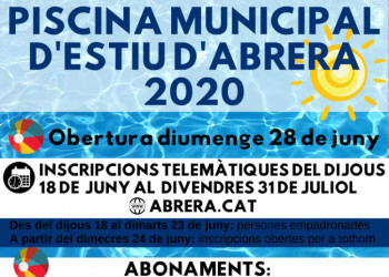 Piscina Municipal d'Estiu d'Abrera. Temporada 2020