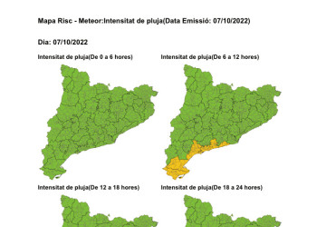 Previsió de pluges intenses. Divendres 7 d'octubre de 2022
