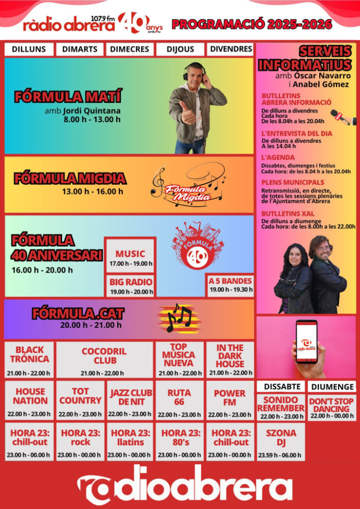 Ràdio Abrera - Graella de programació Temporada 2025-2026